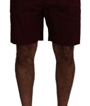 Dolce & Gabbana Maroon Cotton Bermuda Casual Shorts