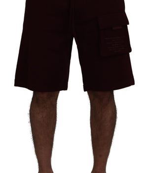 Dolce & Gabbana Maroon Bermuda Cargo Men Shorts