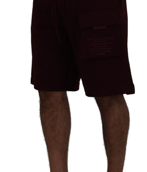 Dolce & Gabbana Maroon Bermuda Cargo Men Shorts