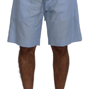 Dolce &amp; Gabbana Elegant Light Blue Linen-Cotton Summer Shorts