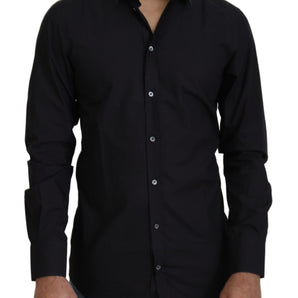 Dolce &amp; Gabbana Elegant Slim Fit Black Cotton Dress Shirt