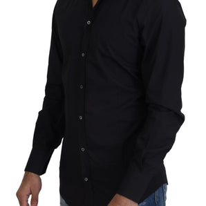 Dolce &amp; Gabbana Elegant Slim Fit Black Cotton Dress Shirt