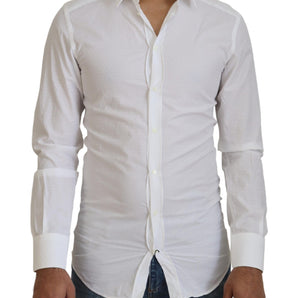 Dolce &amp; Gabbana Elegant White Cotton Dress Shirt Slim Fit