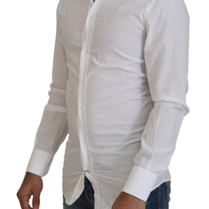 Dolce &amp; Gabbana Elegant White Cotton Dress Shirt Slim Fit