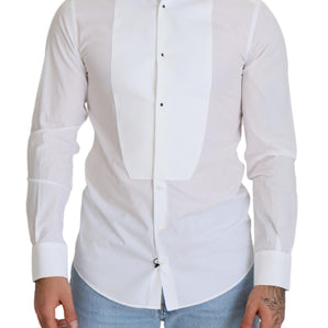 Dolce &amp; Gabbana Elegant White Cotton Poplin Slim Fit Shirt