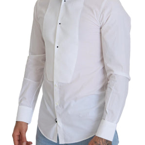 Dolce &amp; Gabbana Elegant White Cotton Poplin Slim Fit Shirt