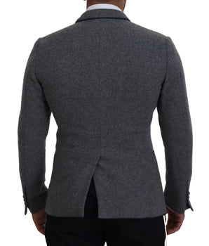 Dolce & Gabbana Gray Wool Roses Slim Fit Jacket Blazer