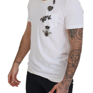 Dolce &amp; Gabbana Elegant White Crewneck Cotton Silk Tee