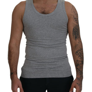 Dolce &amp; Gabbana Sleek Sleeveless Gray Cotton Tank Top