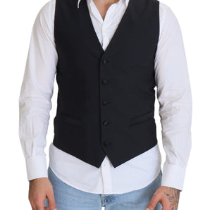 Dolce &amp; Gabbana Elegant Black Single Breasted Dress Vest