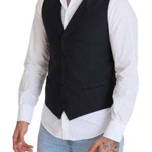 Dolce &amp; Gabbana Elegant Black Single Breasted Dress Vest