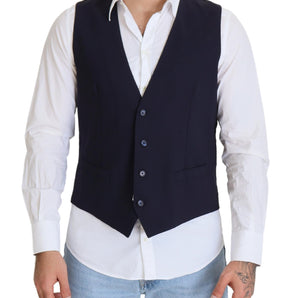 Dolce &amp; Gabbana Elegant Dark Blue Formal Dress Vest