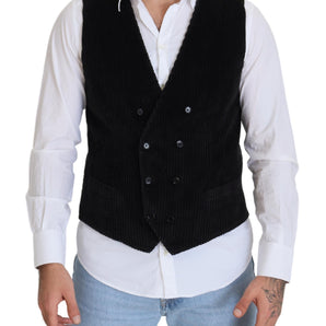 Dolce &amp; Gabbana Elegant Black Double Breasted Dress Vest