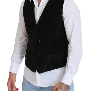 Dolce &amp; Gabbana Elegant Black Double Breasted Dress Vest