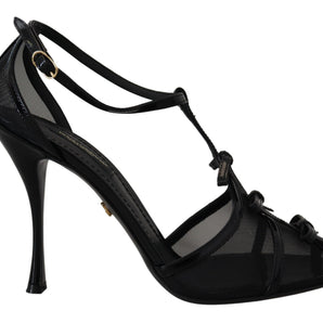 Dolce &amp; Gabbana Elegant Black Stiletto Heeled Sandals