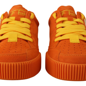 Dolce & Gabbana Chic Orange Suede Lace-Up Sneakers