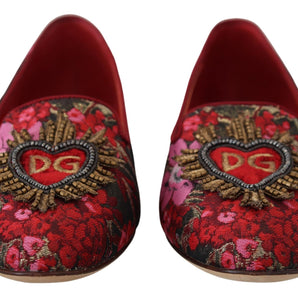 Dolce &amp; Gabbana Multicolor Leather and Fabric Flats with Sacred Heart Patch