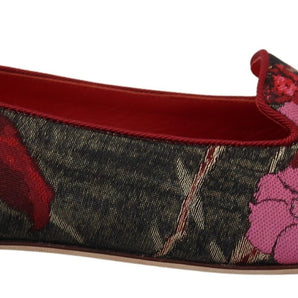 Dolce & Gabbana Multicolor Leather and Fabric Flats with Sacred Heart Patch