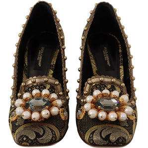 Dolce &amp; Gabbana Elegantes zapatos de tacón con brocado en jacquard dorado