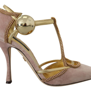 Dolce &amp; Gabbana Elegant Pink Crystal Pumps with High Heels