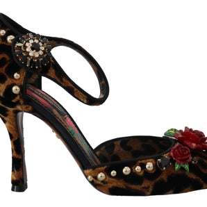 Dolce &amp; Gabbana Sandalias de tacón elegantes con correa en el tobillo y leopardo