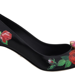 Dolce &amp; Gabbana Elegant Floral Crystal Pumps