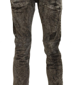 Men's Acht Gray Washed Cotton Corduroy Slim Fit Jeans