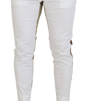 Dolce & Gabbana White Brown Slim Fit Chino Pants