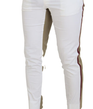 Dolce & Gabbana White Brown Slim Fit Chino Pants