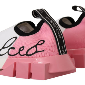 Dolce &amp; Gabbana Elegant Sorrento Slip-On Sneakers in White &amp; Pink