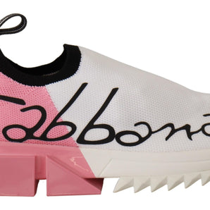 Dolce &amp; Gabbana Elegantes zapatillas sin cordones Sorrento en blanco y rosa