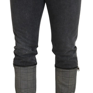 Dolce &amp; Gabbana Elegant Gray Checkered Denim Treasure