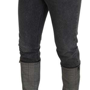 Dolce &amp; Gabbana Elegant Gray Checkered Denim Treasure