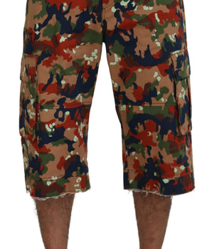 Dolce & Gabbana Multicolor Cotton Camouflaged Cargo Shorts
