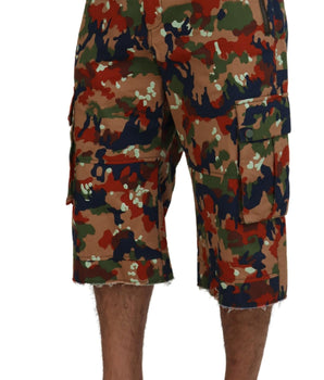 Dolce & Gabbana Multicolor Cotton Camouflaged Cargo Shorts