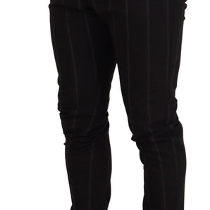 Dolce &amp; Gabbana Elegant Black Striped Chino Pants