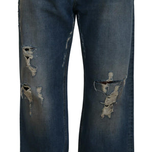 Dolce &amp; Gabbana Stunning Tattered Denim Italian Jeans