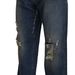 Dolce & Gabbana Stunning Tattered Denim Italian Jeans