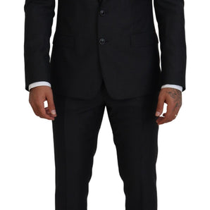 Dolce &amp; Gabbana Elegant Gray Martini Three-Piece Wool Silk Suit