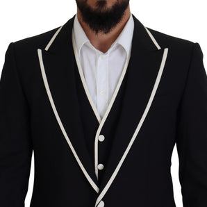 Dolce &amp; Gabbana Elegant Black and White Slim Fit Three Piece Suit