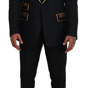 Dolce & Gabbana Elegant Black & Gold Slim Fit 3 Piece Suit