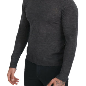 Costume National Sleek Gray Crewneck Pullover Sweater