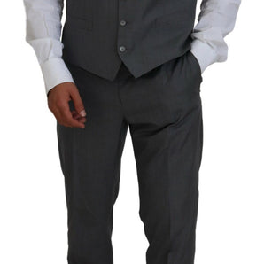 Dolce &amp; Gabbana Sleek Silver Martini Slim Fit Three-Piece Suit