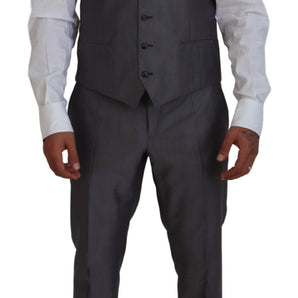 Dolce &amp; Gabbana Elegant Gray Silver Sicilia Suit Ensemble