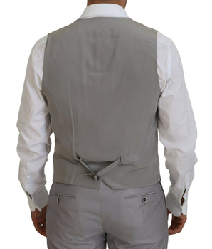 Dolce & Gabbana Silver Wool Silk 3 Piece Slim Fit Suit