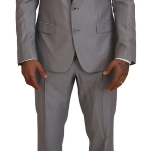 Dolce &amp; Gabbana Elegant Silver Slim Fit Three-Piece Suit