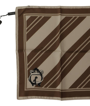 Dolce & Gabbana Brown Stripes DG Logo Square Mens Handkerchief Scarf