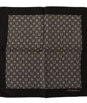 Dolce & Gabbana Black Patterned DG Logo Square Handkerchief Scarf