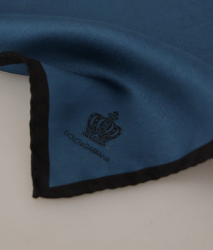 Dolce & Gabbana Black Blue DG Crown Printed Square Handkerchief Scarf
