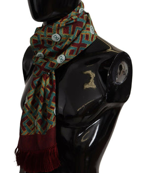 Dolce & Gabbana Multicolor DG Logo Shawl Warm Neck Wrap Fringe Scarf